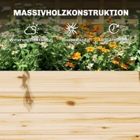 Outsunny Hoogbed met klimrek & hangend dak, houten bloembak met 2 planken, afvoergaten 76 x 43,5 x 177 cm(m-8)