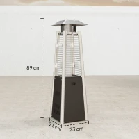 Outsunny Estufa de Gas Butano Portátil 3000W con Temperatura Ajustable Sistema Antivuelco y Ignición por Presión Plata y Bronce(m-3)
