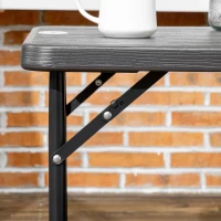 Outsunny buitentafel, tuintafel, voor 4 personen, opvouwbaar, in hoogte verstelbaar, houtlook, grijs+zwart, 118 x 60 x 74 cm(m-9)