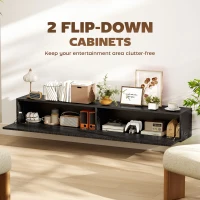 HOMCOM 140cm Floating TV Stand, Wall Mount TV Unit with Cable Management Hole, Fits up to 72" TV, Black(m-5)