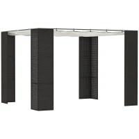 Outsunny Gazebo Pergola da Giardino 3x3m con Tenda Scorrevole, Struttura in Metallo e Rattan PE, Nero(m-1)