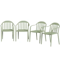 Outsunny 4-delige Set Tuinstoelen Weerbestendig met Armleuning en Rugleuning tot 120 kg Belastbaar(m-10)