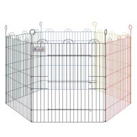 PawHut Parque de Juegos para Mascotas Jaula Plegable para Perros de 6 Paneles para Jardín Patio Exterior Ø120x66 cm Multicolor(m-11)