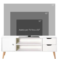 HOMCOM Mobile TV Moderno in Legno Bianco, Mobile Porta TV di Design per TV Max. 50" 120x28x44cm(m-8)