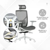 Vinsetto Silla de Oficina Giratoria Silla de Escritorio Ajustable en Altura con Reposabrazos Reposacabezas 67x65x120-128 cm Gris(m-5)