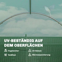Outsunny Kas 3 x 2 x 2 m folietunnel met vergrendelbare openslaande deur 6 oprolbare gaasramen steunstangen(m-6)