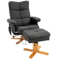 HOMCOM massagestoel met voetenbank relaxstoel kantelbaar tot 145° kunstleer zwart 80 x 86 x 99 cm(m-9)