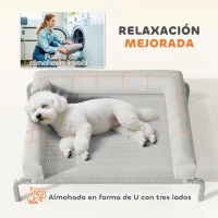 PawHut Cama Elevada para Perros Refrescante con Refuerzos Extraíbles Malla Transpirable y Marco de Acero 90x65x30 cm Gris(m-5)