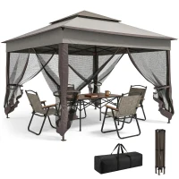 Outsunny Opvouwbare Tuinpaviljoen met Zijwanden Grijs 3,25 x 3,25 x 2,7 m(m-11)