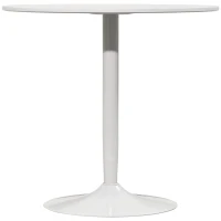 HOMCOM Eettafel voor 2 Personen, Ronde Tafelblad Ø80 cm, MDF en Staal, Antislip, Wit, 75H cm(m-8)