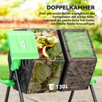 Outsunny Composter 130 Liter, 67 x 60 x 77cm snelcomposter van kunststof met ventilatiesysteem voor tuin, keuken(m-4)
