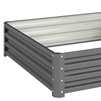 Outsunny 432L Square Raised Garden Bed Box Steel Frame for Vegetables, Flowers and Herbs, 120 x 120 x 30cm, Light Grey(m-10)