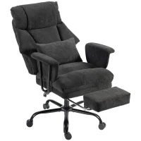 HOMCOM Office Chair, 180kg Heavy Duty Linen Computer Desk Chair with Lumbar Support, Wide Seat, Spring Cushion, Black(m-15)