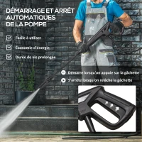 DURHAND Nettoyeur Haute Pression 1600W, Débit 432 L/h, Pompe en Aluminium 130 Bars, Tuyau 6m, Flacon de Savon, Bleu(m-6)