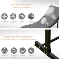 Outsunny Set 2 Sdraio da Giardino Pieghevoli, Lettino Prendisole in Alluminio e Textilene, 61x165x63 cm(m-7)