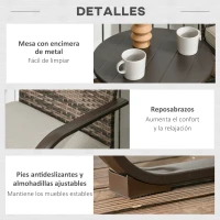 Outsunny Conjunto de Muebles de Jardín de Ratán 3 Piezas Incluye 2 Sillas Mecedoras con Cojines y Mesa Redonda para Terraza Marrón(m-7)