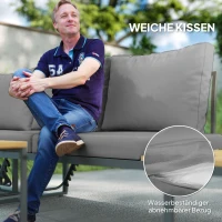 Outsunny Buitenmeubelset, Uitbreidbaar naar 6 Zitplaatsen, L-Vormige Buitenhoek met Tafels, Stalen Frame, Verstelbare Leuningen, Grijs(m-7)