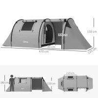 Outsunny Tienda de Campaña para 3 Personas con Ventanas Gancho Bolsa de Transporte Impermeable 3000 mm 470x220x150 cm Verde(m-3)