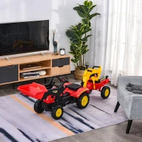 HOMCOM trapauto graafmachine trapgraafmachine met voorlader voor 3-6 jaar kinderen rood(m-2)