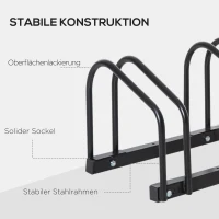 HOMCOM Fietsenstandaard voor 6 Fietsen, Weerbestendig, Wand- of Vloermontage, Staal, 179 x 33 x 27 cm(m-8)