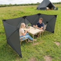 Outsunny Camping Windbreak Pop Up Windbreaker Blocker with Ropes Pegs for Beach Caravan Outdoor 480 x 120 cm(m-10)