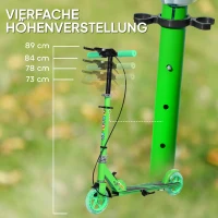AIYAPLAY Kinderstep, Dubbele Remmen, Metalen Frame, Voetsteun, Opvouwbaar, 3-8 Jaar, Groen(m-4)