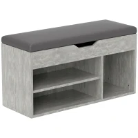 HOMCOM Dulap pentru pantofi economisitor de spațiu, tapițat, cu 3 rafturi deschise și spațiu ascuns, din lemn, 80x30x45 cm, negru și gri(m-11)