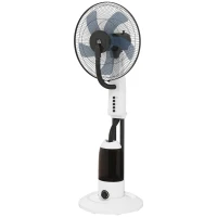 HOMCOM Ventilador Nebulizador Oscilante 90 W Tanque 2,8L 3 Velocidades 5 Aspas y Ruedas Ø44,5x120 cm Blanco(m-11)