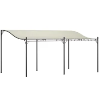 Outsunny 3 x 5 m pergola, flexibel tuindak met waterdichte doek en metalen frame, schaduwgever, Crèmewit(m-10)