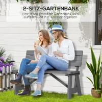 Outsunny 2-zits Tuinbank van Hout, Weer- en UV-Bestendig met Rugleuningen 116 x 56 x 80 cm, Grijs(m-4)