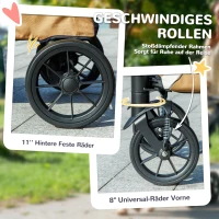 PawHut Hondenwagen, opvouwbare hondenbuggy voor middelgrote honden, dierenwagen met 4 wielen, veiligheidsriemen, remmen, bruin(m-6)