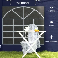 Outsunny Paviljoen Gordijnen, Set van 2, voor 3x6m of 3x3m Tuinpaviljoens, met Ramen en Deuren, Blauw(m-6)