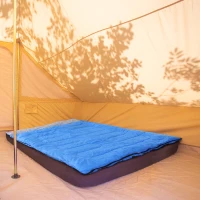 Saco de Dormir Doble Plaza Convertible en 2 Sacos Independientes 210x150 cm Azul(m-2)