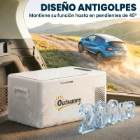 Outsunny Nevera Portátil Eléctrica 16,8L Refrigerador de Coche 12/24/220V -20℃ a +20 ℃ con Pantalla Luz LED 59x32x28 cm Blanco(m-7)