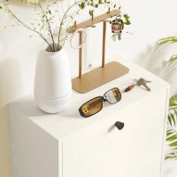 HOMCOM Zapatero con 3 Puertas Abatibles Estantes Ajustables y Diseño Compacto 47x28x115 cm Blanco Veteado(m-9)