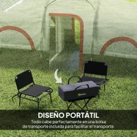 Outsunny Tienda de Campaña Familiar para 4 Personas Impermeable con Dormitorios Independientes 435x251x195 cm Gris y Blanco(m-7)