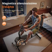 Cyclette recumbente, 16 livelli di resistenza, funzionamento silenzioso, sedile regolabile, 99x51x114 cm, Nero(m-6)