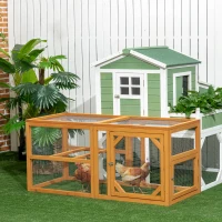 PawHut Wooden Chicken Coop with Perches, Doors, Combinable Design, for 2-4 Chickens - Natural Wood Colour(m-10)