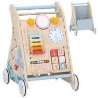 AIYAPLAY 3-in-1 baby loopwagen met afneembaar dubbelzijdig activiteitspaneel, tas en wielen voor 1-3 jaar(m-1)