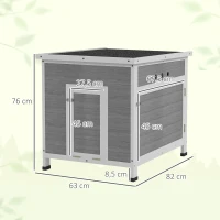 PawHut Eendenstal, Eendenhuis met Zijdeur, Ventilatiegaten, Pluimveestal Kippenhuis van Dennenhout, Ganzestal, Kippenstal met Waterdicht Asfaltdak, 63 x 82 x 76 cm, Lichtgrijs(m-3)