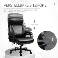 Vinsetto kantoorstoel directiestoel draaistoel in hoogte verstelbaar kantelfunctie PU leer bruin(m-4)