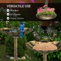 Outsunny 81cm Tall Bird Bath with 2 Decorative Birds, Vintage Style Birdbath with Flower Planter Base, Bird Bath Bowl for Garden, Bronze Tone(m-4)