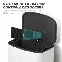 HOMCOM Poubelle cuisine 50L, poubelle à pédale, seau intérieur amovible, couvercle à fermeture douce, 45,1x36,5x62,6cm, crème(m-8)