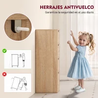 HOMCOM Armario de Baño Estrecho con 4 Cajones y Asas Ranuradas para Espacios Reducidos 29x29x83 cm Madera Natural(m-5)