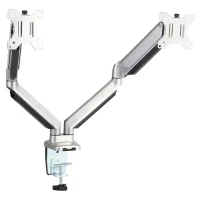 Vinsetto Soporte Monitor Doble para Pantallas LED LCD de 13-32 Pulgadas VESA 75/100 mm con Brazo Ajustable y Giratorio 360° de Aluminio 2 Opciones de Montaje 93x11x47 cm Plata(m-1)