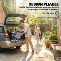 Outsunny Set di 2 Sedie Pieghevoli con Schienale Alto E Braccioli, Grigio Chiaro(m-5)