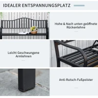 Outsunny tuinbank met uitschuifbare tafel voor 2-3 personen Metalen parkbank(m-4)