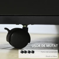 HOMCOM Suport de imprimantă organizator birou dulap ușă 3 nișe + blat mare panouri particule negru(m-6)