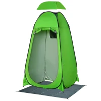 Outsunny Shower Tent, Pop Up Toilet Tent Privacy Tent, Outdoor Changing Dressing Bathing Shelter with Portable Carrying Bag and Removable Floor, for Camping Travel Fishing Hiking, Green(m-1)