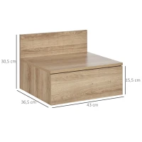 HOMCOM 2 Mesitas de Noche Flotantes Juego de 2 Mesillas de Noche con Cajón para Dormitorio Habitación 43x36,5x30,5 cm Natural(m-3)